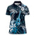 Hawaii Ukulele Women Polo Shirt Polynesian Pattern Mix Hibiscus Blue Version LT05