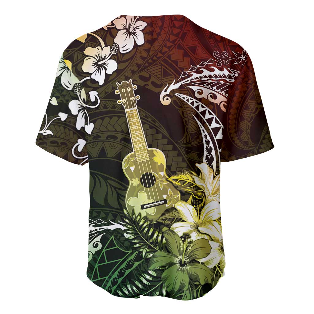 Hawaii Ukulele Baseball Jersey Polynesian Pattern Mix Hibiscus Reggae Version LT05 - Polynesian Pride