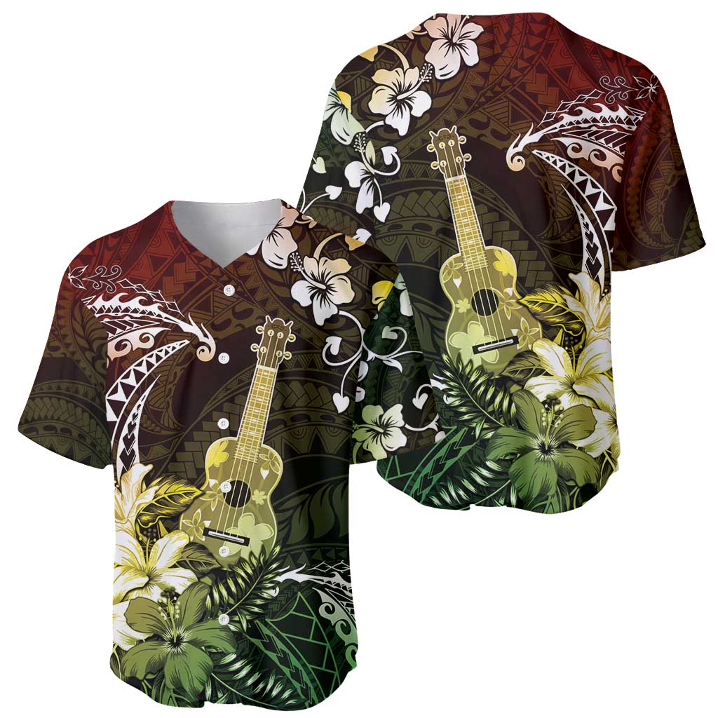 Hawaii Ukulele Baseball Jersey Polynesian Pattern Mix Hibiscus Reggae Version LT05 - Polynesian Pride