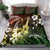 Hawaii Ukulele Bedding Set Polynesian Pattern Mix Hibiscus Reggae Version