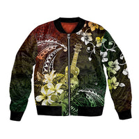 Hawaii Ukulele Bomber Jacket Polynesian Pattern Mix Hibiscus Reggae Version LT05 Unisex Reggae - Polynesian Pride