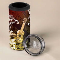 Hawaii Ukulele 4 in 1 Can Cooler Tumbler Polynesian Pattern Mix Hibiscus Reggae Version LT05 - Polynesian Pride