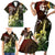 Hawaii Ukulele Family Matching Short Sleeve Bodycon Dress and Hawaiian Shirt Polynesian Pattern Mix Hibiscus Reggae Version LT05