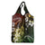 Hawaii Ukulele Grocery Bag Polynesian Pattern Mix Hibiscus Reggae Version