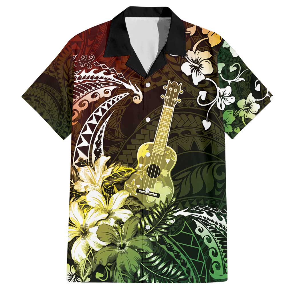 Hawaii Ukulele Hawaiian Shirt Polynesian Pattern Mix Hibiscus Reggae Version LT05 Reggae - Polynesian Pride