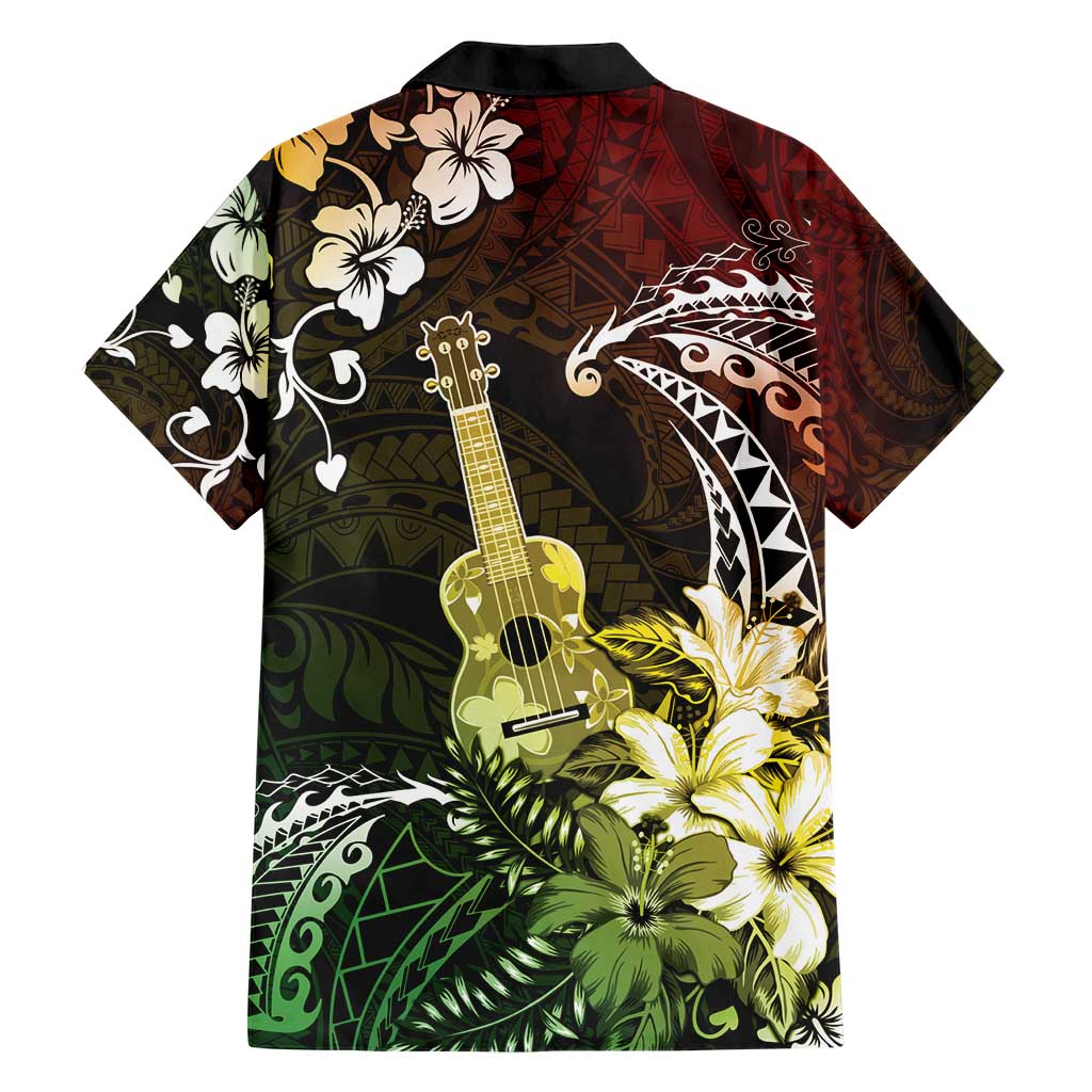 Hawaii Ukulele Hawaiian Shirt Polynesian Pattern Mix Hibiscus Reggae Version LT05 - Polynesian Pride