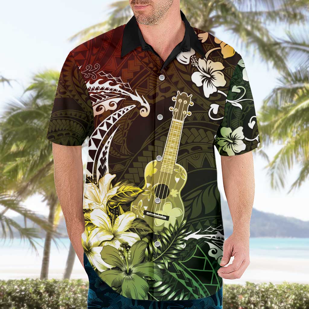 Hawaii Ukulele Hawaiian Shirt Polynesian Pattern Mix Hibiscus Reggae Version LT05 - Polynesian Pride