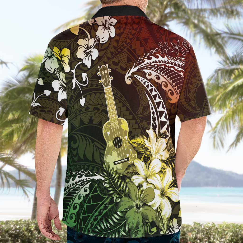 Hawaii Ukulele Hawaiian Shirt Polynesian Pattern Mix Hibiscus Reggae Version LT05 - Polynesian Pride