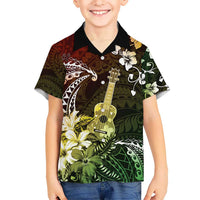 Hawaii Ukulele Hawaiian Shirt Polynesian Pattern Mix Hibiscus Reggae Version LT05 - Polynesian Pride