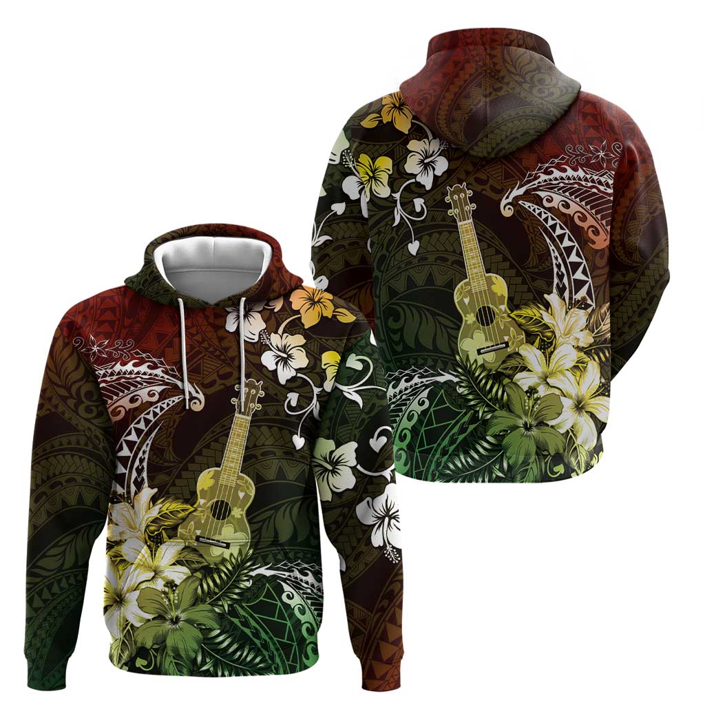 Hawaii Ukulele Hoodie Polynesian Pattern Mix Hibiscus Reggae Version LT05 - Polynesian Pride