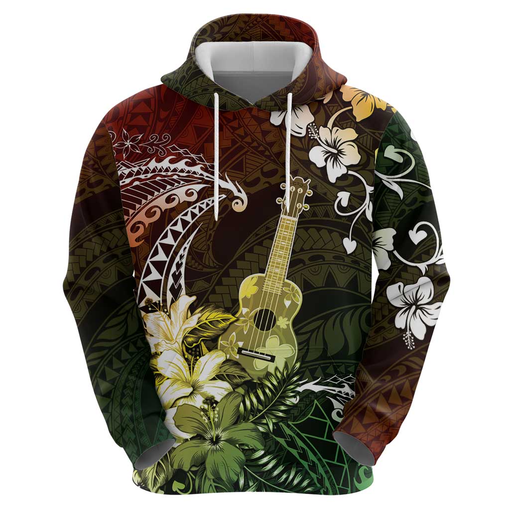 Hawaii Ukulele Hoodie Polynesian Pattern Mix Hibiscus Reggae Version LT05 - Polynesian Pride