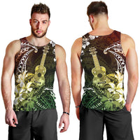 Hawaii Ukulele Men Tank Top Polynesian Pattern Mix Hibiscus Reggae Version LT05 - Polynesian Pride