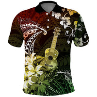 Hawaii Ukulele Polo Shirt Polynesian Pattern Mix Hibiscus Reggae Version LT05 Reggae - Polynesian Pride