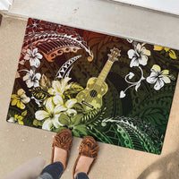 Hawaii Ukulele Rubber Doormat Polynesian Pattern Mix Hibiscus Reggae Version LT05 - Polynesian Pride