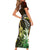 Hawaii Ukulele Short Sleeve Bodycon Dress Polynesian Pattern Mix Hibiscus Reggae Version LT05