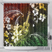 Hawaii Ukulele Shower Curtain Polynesian Pattern Mix Hibiscus Reggae Version LT05 - Polynesian Pride