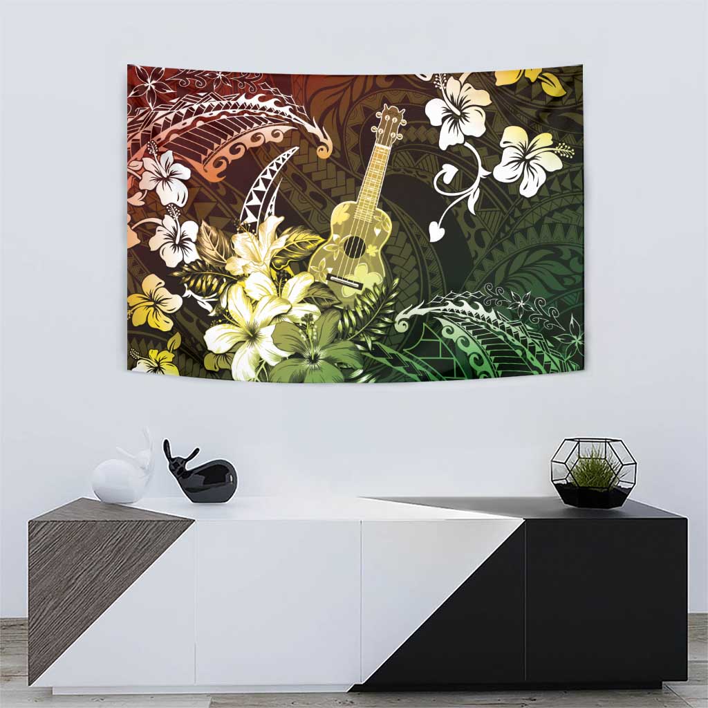 Hawaii Ukulele Tapestry Polynesian Pattern Mix Hibiscus Reggae Version LT05 - Polynesian Pride