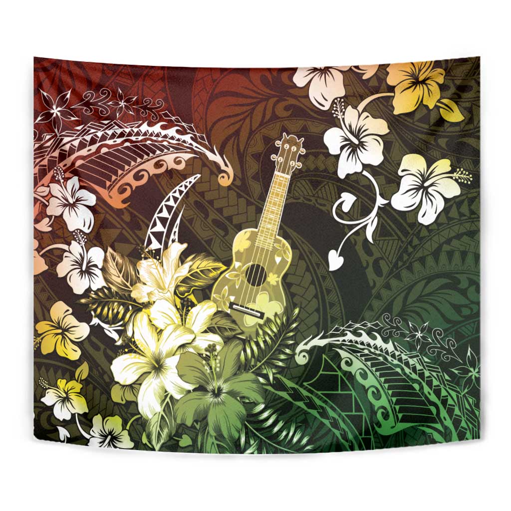 Hawaii Ukulele Tapestry Polynesian Pattern Mix Hibiscus Reggae Version LT05 - Polynesian Pride