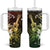 Hawaii Ukulele Tumbler With Handle Polynesian Pattern Mix Hibiscus Reggae Version