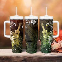 Hawaii Ukulele Tumbler With Handle Polynesian Pattern Mix Hibiscus Reggae Version LT05 - Polynesian Pride