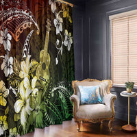 Hawaii Ukulele Window Curtain Polynesian Pattern Mix Hibiscus Reggae Version LT05 - Polynesian Pride