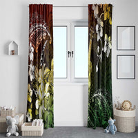 Hawaii Ukulele Window Curtain Polynesian Pattern Mix Hibiscus Reggae Version LT05 - Polynesian Pride