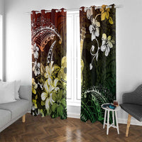 Hawaii Ukulele Window Curtain Polynesian Pattern Mix Hibiscus Reggae Version LT05 With Grommets Reggae - Polynesian Pride