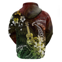 Hawaii Ukulele Zip Hoodie Polynesian Pattern Mix Hibiscus Reggae Version LT05 - Polynesian Pride