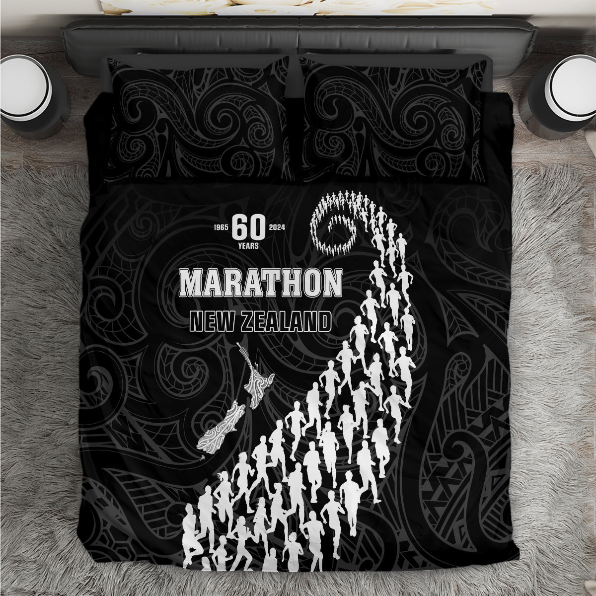 New Zealand Marathon Beach Blanket Maori Style LT05 Black - Polynesian Pride