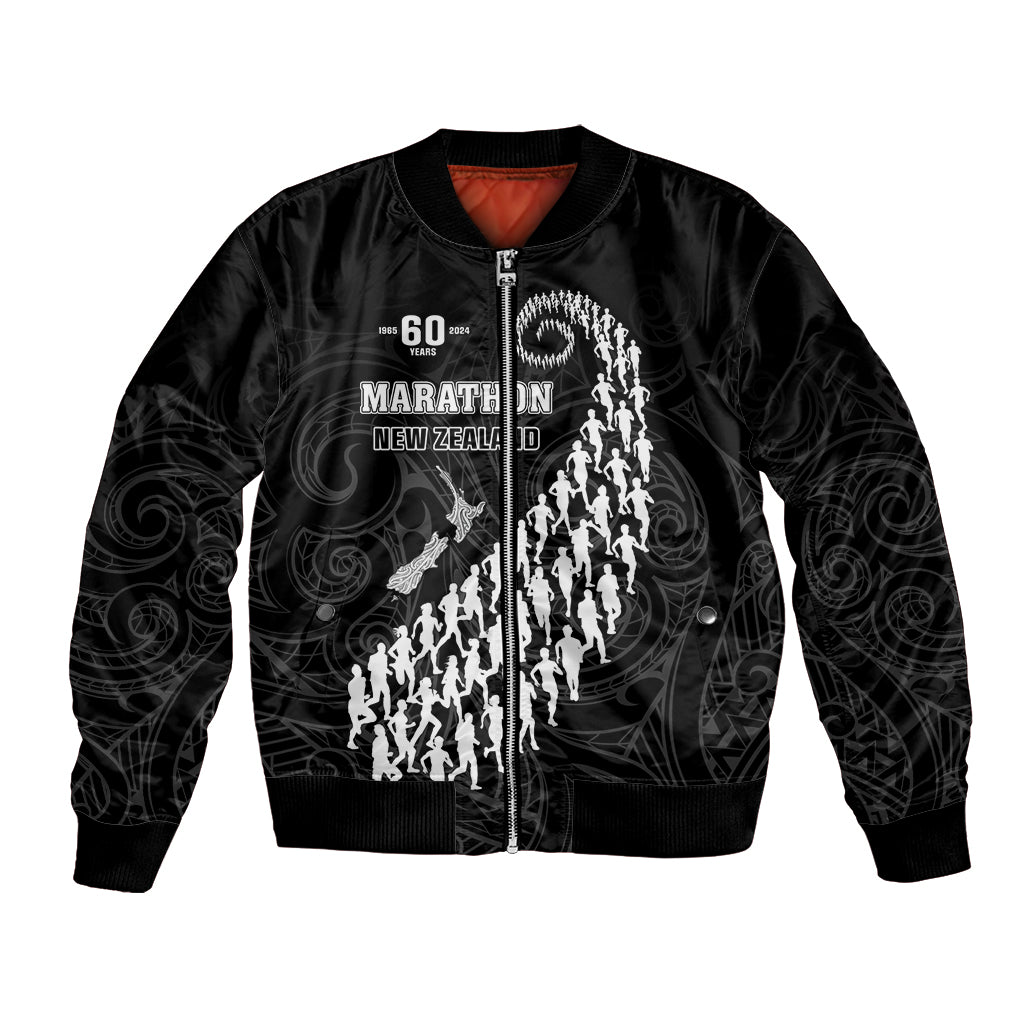 Custom New Zealand Marathon Bomber Jacket Maori Style LT05 Unisex Black - Polynesian Pride