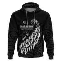 Custom New Zealand Marathon Hoodie Maori Style LT05 Pullover Hoodie Black - Polynesian Pride