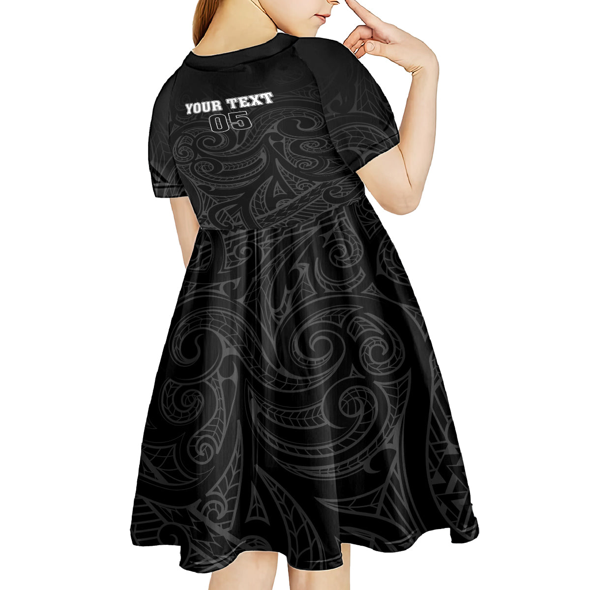 Custom New Zealand Marathon Kid Short Sleeve Dress Maori Style LT05 - Polynesian Pride