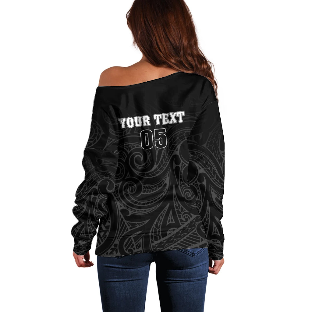 Custom New Zealand Marathon Off Shoulder Sweater Maori Style LT05 - Polynesian Pride