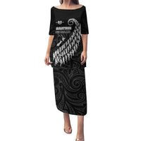 Custom New Zealand Marathon Puletasi Maori Style LT05 Long Dress Black - Polynesian Pride