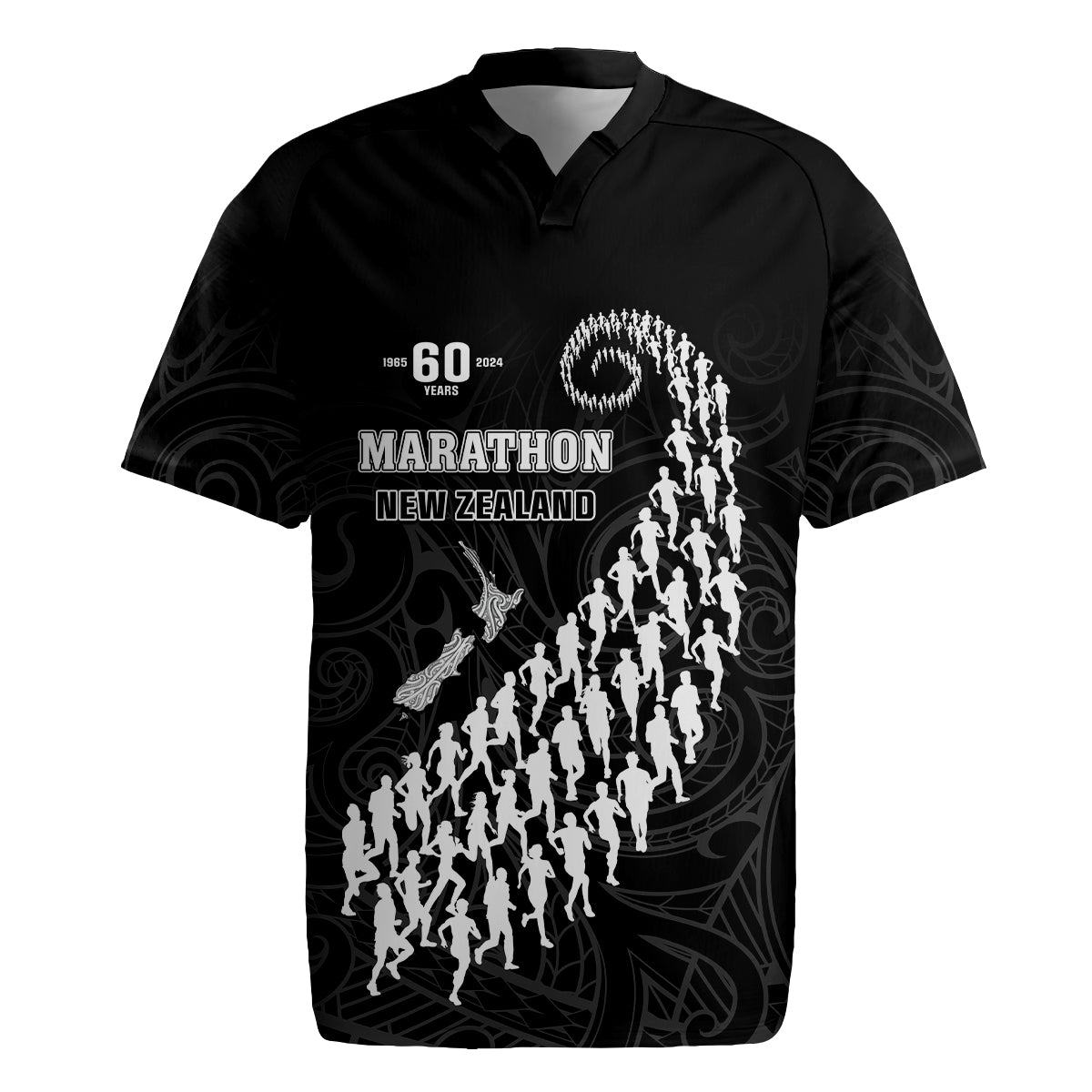 Custom New Zealand Marathon Rugby Jersey Maori Style LT05 Black - Polynesian Pride