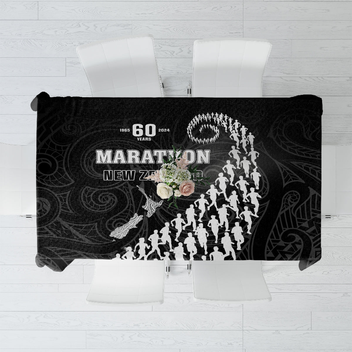 New Zealand Marathon Tablecloth Maori Style LT05 Black - Polynesian Pride