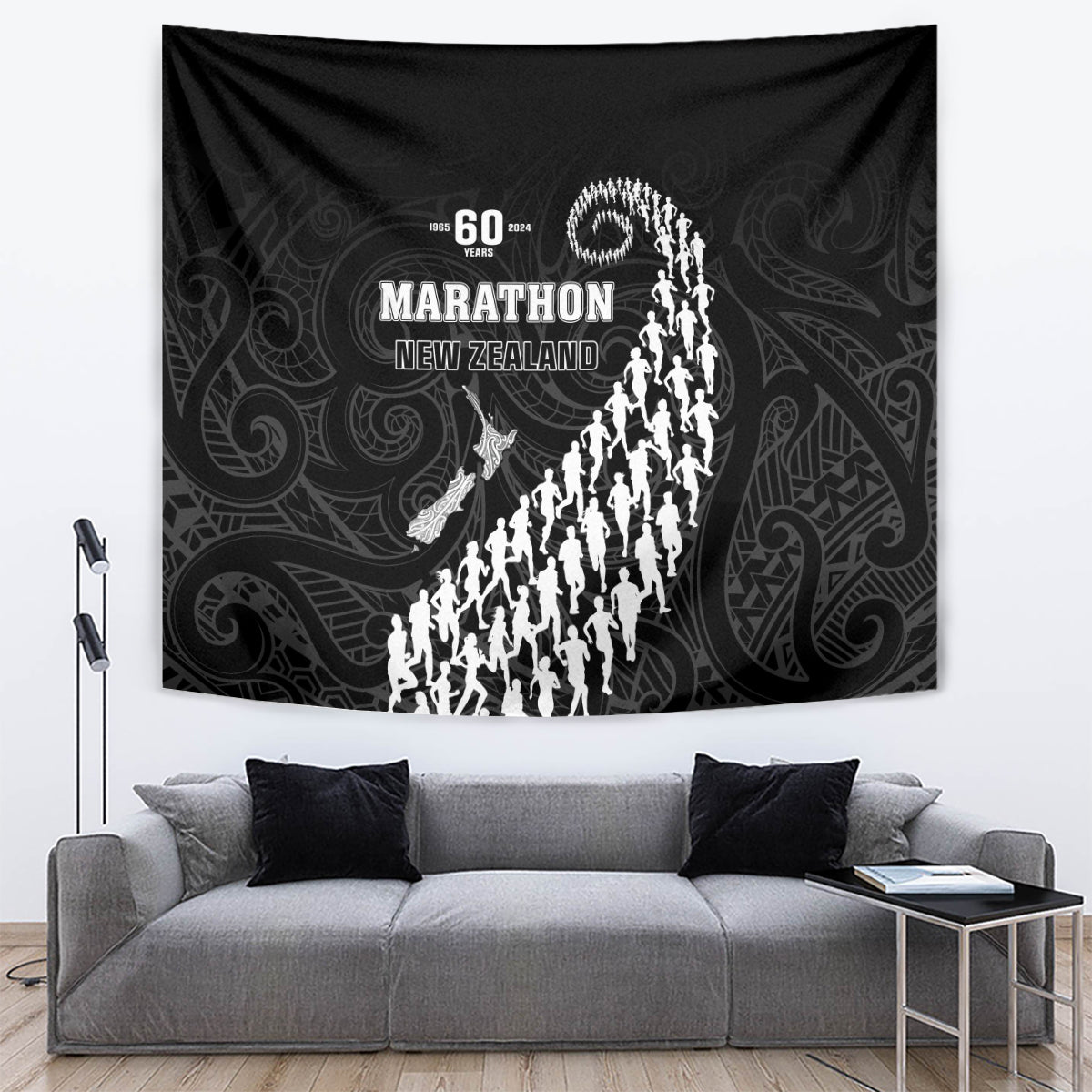 New Zealand Marathon Tapestry Maori Style LT05 Black - Polynesian Pride