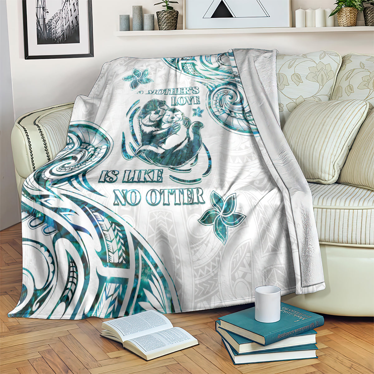 New Zealand Aotearoa Hari Ra Mama Blanket A Mother's Love Is Like No Otter LT05 White - Polynesian Pride