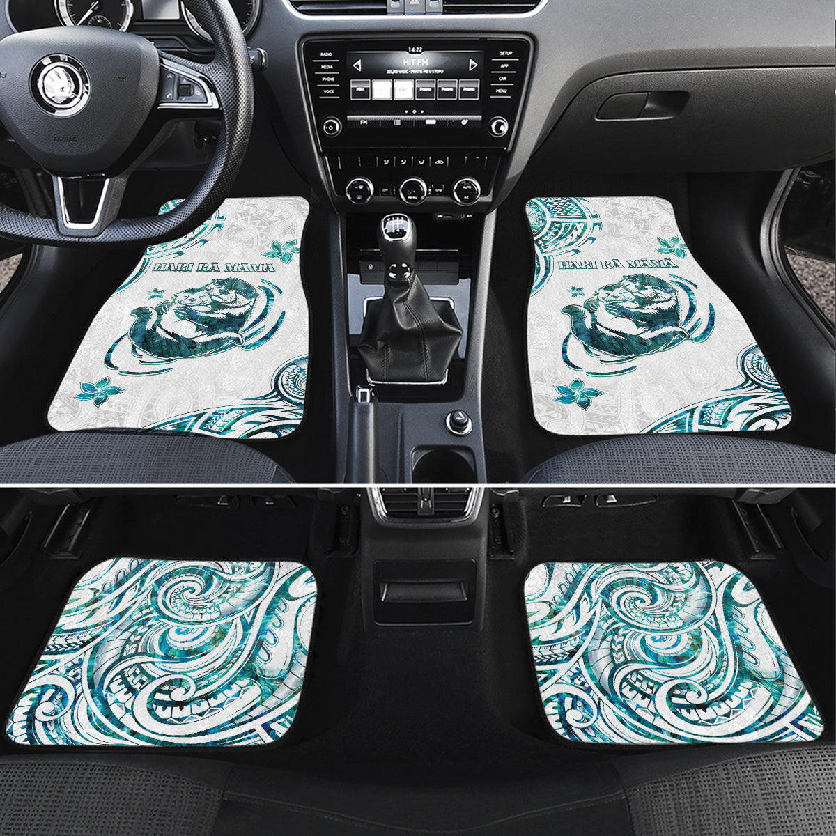 New Zealand Aotearoa Hari Ra Mama Car Mats A Mother's Love Is Like No Otter LT05 Set 4pcs White - Polynesian Pride