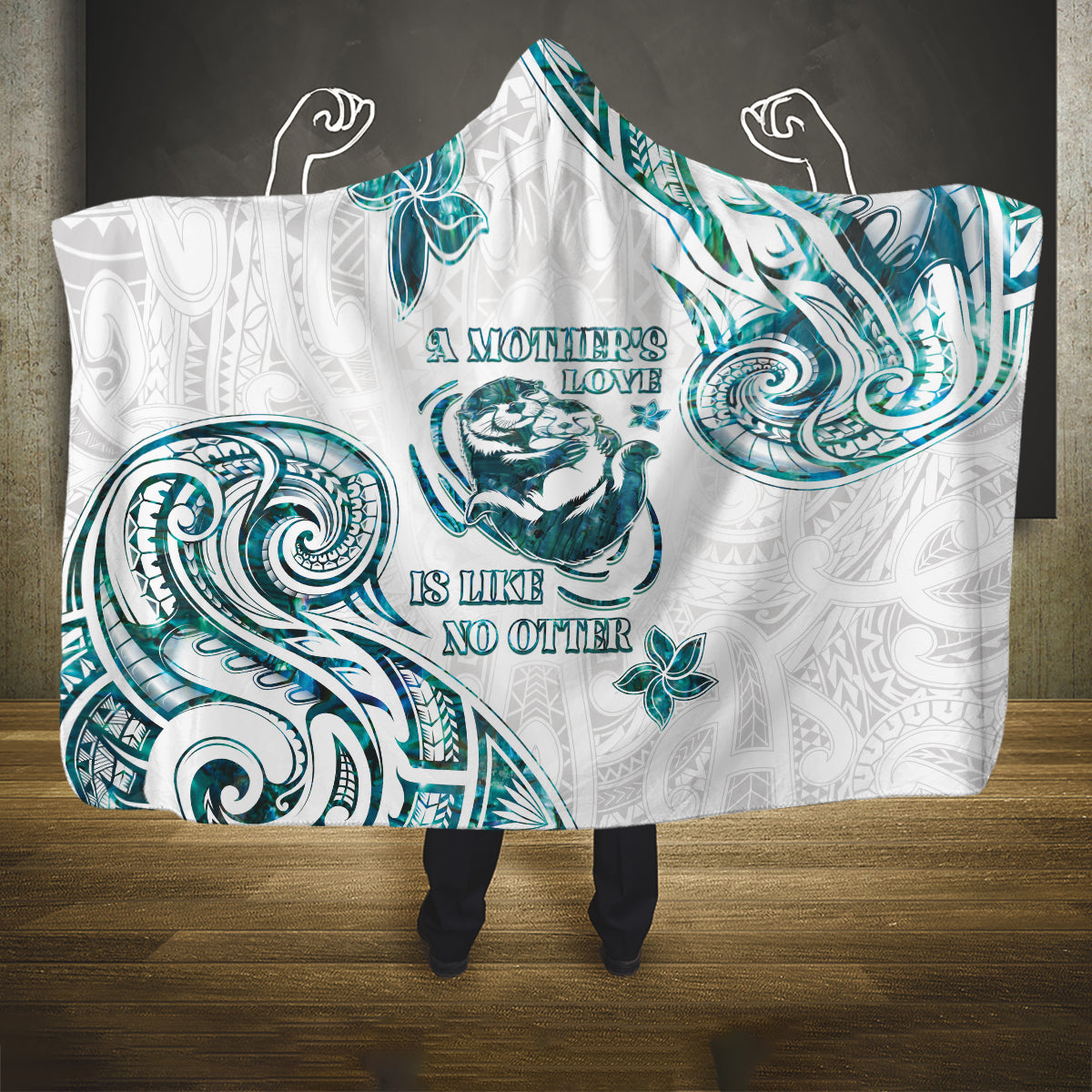 New Zealand Aotearoa Hari Ra Mama Hooded Blanket A Mother's Love Is Like No Otter LT05 One Size White - Polynesian Pride