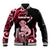 Personalised New Zealand Maori Taniwha Baseball Jacket Silver Fern Red Version