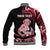 Personalised New Zealand Maori Taniwha Baseball Jacket Silver Fern Red Version