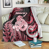 New Zealand Maori Taniwha Blanket Silver Fern Red Version LT05 Red - Polynesian Pride