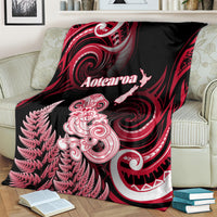 New Zealand Maori Taniwha Blanket Silver Fern Red Version LT05 - Polynesian Pride