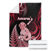 New Zealand Maori Taniwha Blanket Silver Fern Red Version LT05 - Polynesian Pride