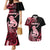 Personalised New Zealand Maori Taniwha Couples Matching Mermaid Dress and Hawaiian Shirt Silver Fern Red Version