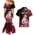 Personalised New Zealand Maori Taniwha Couples Matching Mermaid Dress and Hawaiian Shirt Silver Fern Red Version