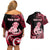 Personalised New Zealand Maori Taniwha Couples Matching Off Shoulder Short Dress and Hawaiian Shirt Silver Fern Red Version