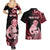 Personalised New Zealand Maori Taniwha Couples Matching Summer Maxi Dress and Hawaiian Shirt Silver Fern Red Version