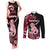 Personalised New Zealand Maori Taniwha Couples Matching Tank Maxi Dress and Long Sleeve Button Shirt Silver Fern Red Version